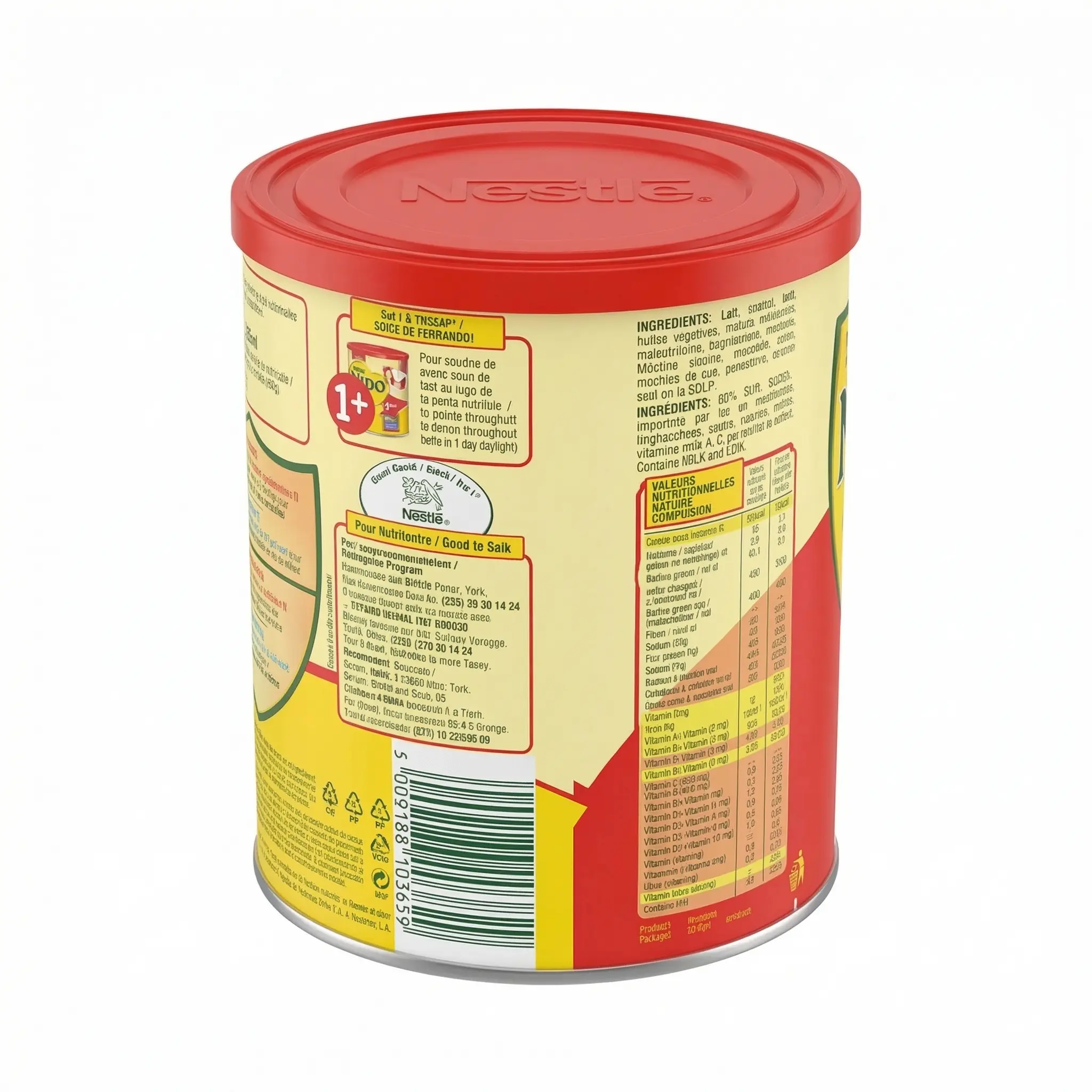 Informations nutritionnelles du de croissance 1+ pour enfants